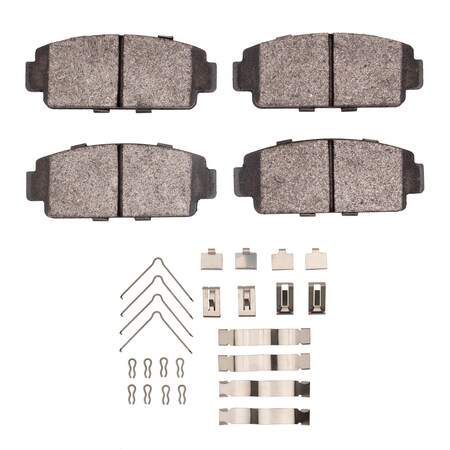 Dynamic Friction Co 5000 Advanced Brake Pads - Semi Metallic and Hardware Kit, Long Pad Wear, Rear 1551-0196-01